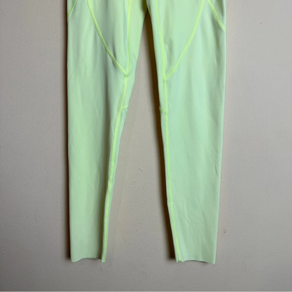 Aerie Neon Yellow Green High Rise Raw Hem Full Length Leggings Womens Size Small - Picture 5 of 16